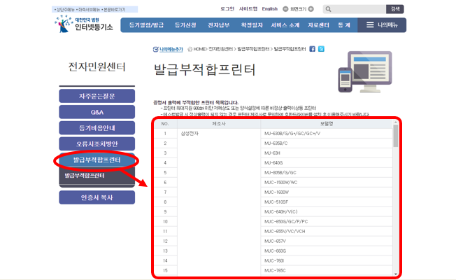 삼성 프린터 증명서 발급 불가