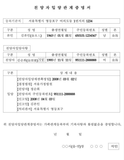 대법원 친양자입양관계증명서 발급 방법