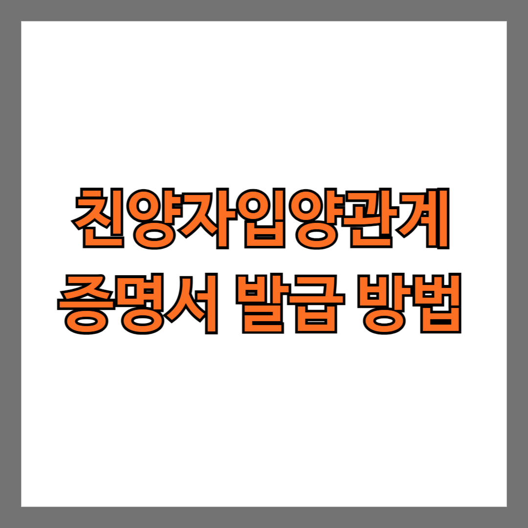 친양자입양관계 증명서 발급 방법