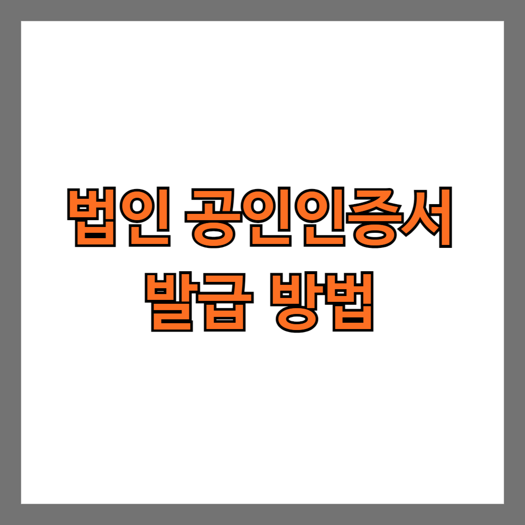 법인 공인인증서 발급 방법