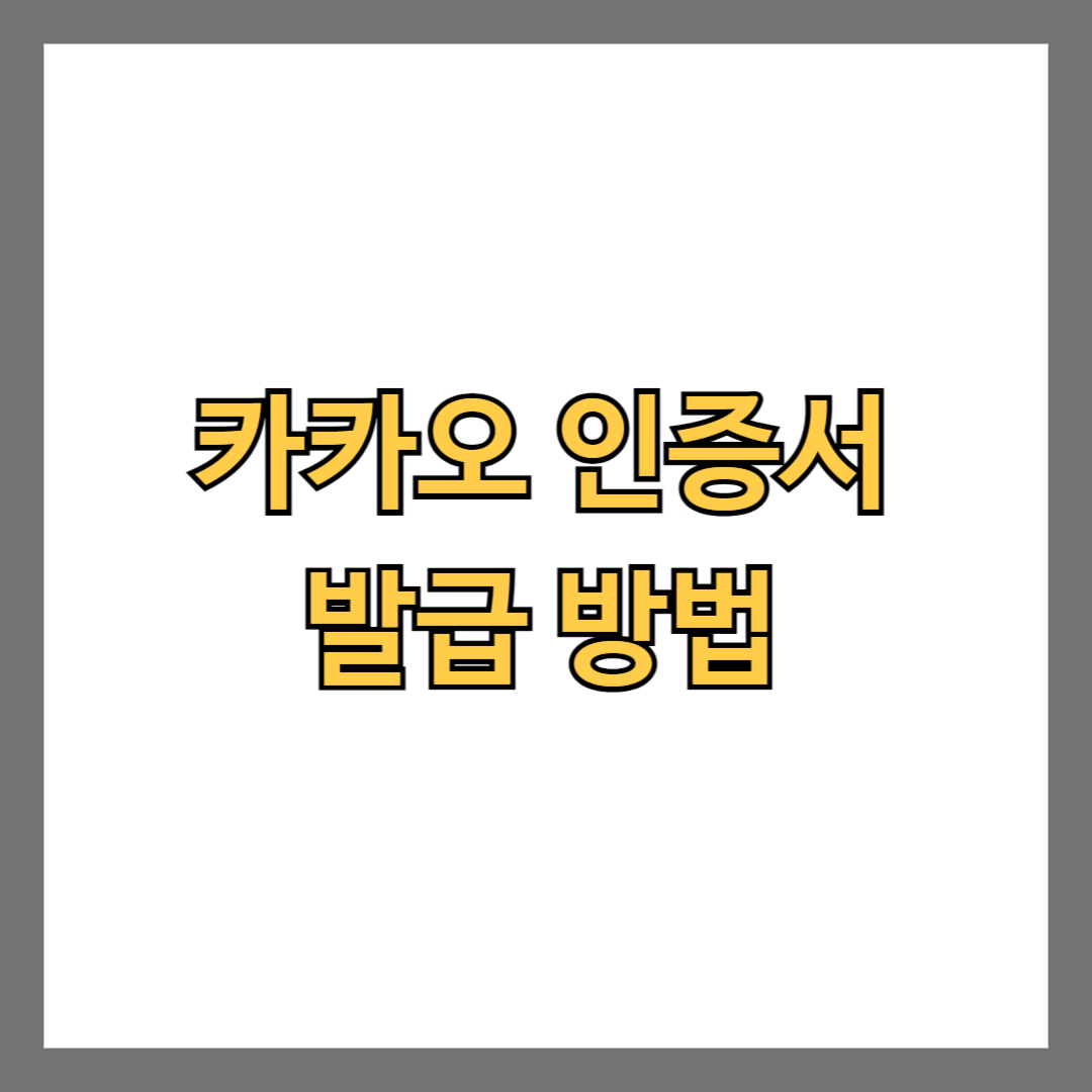 카카오 인증서 발급 방법