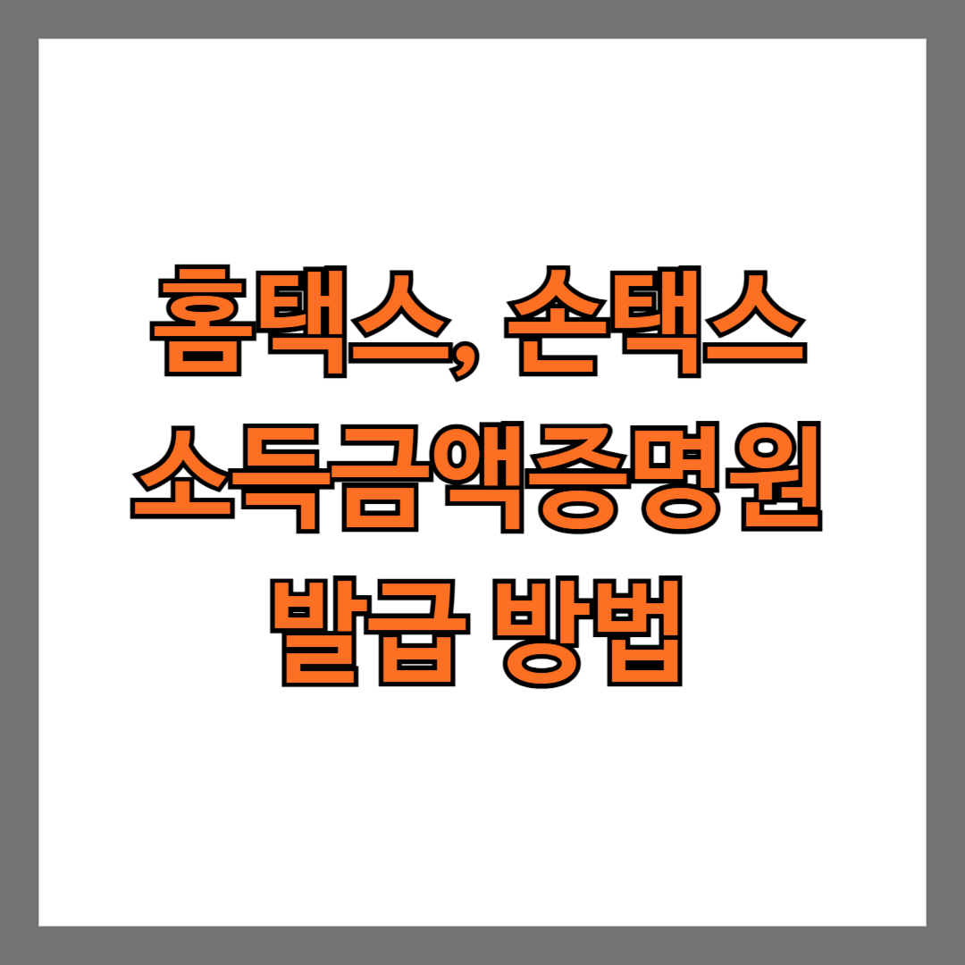 홈택스, 손택스 소득금액증명원 발급 방법