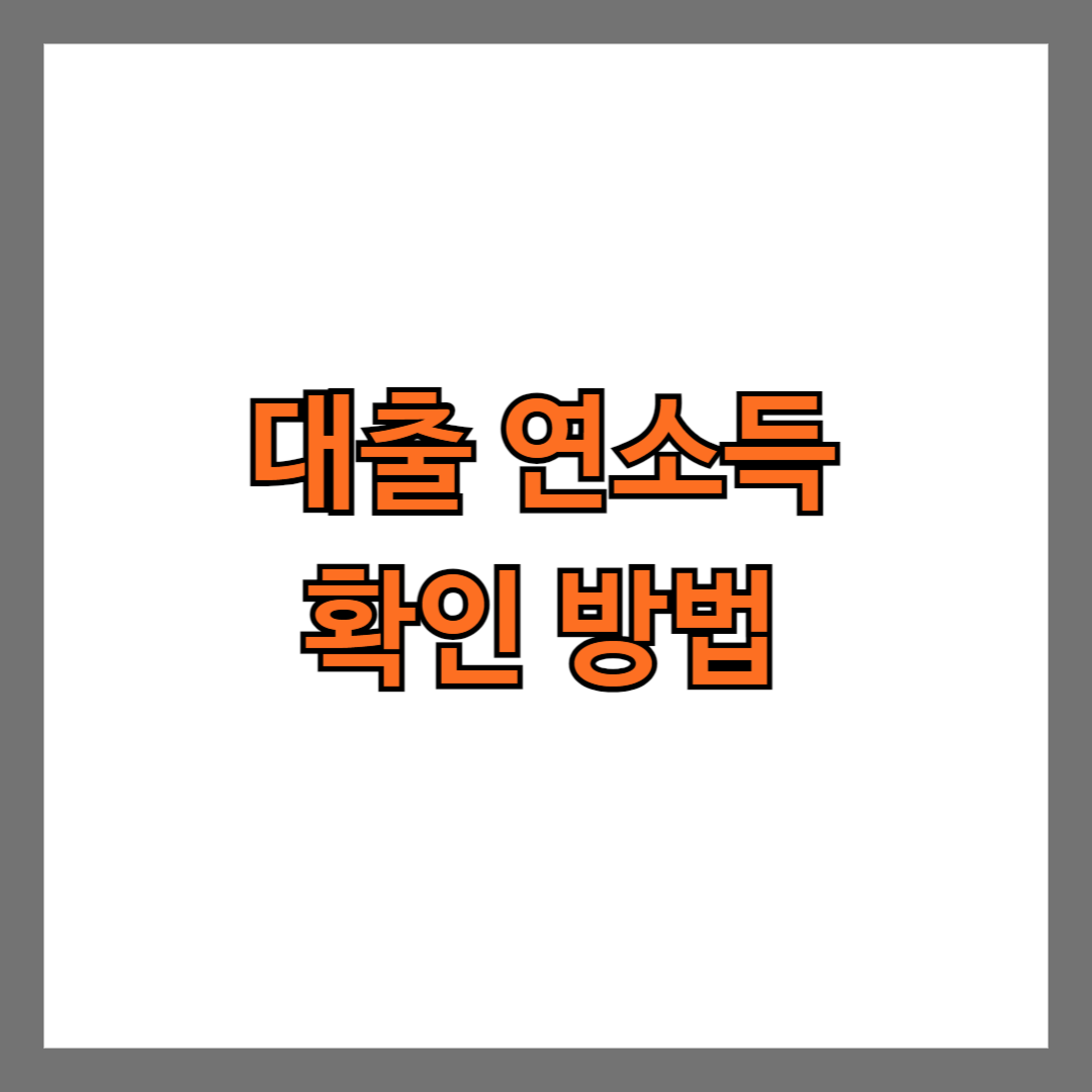 대출 연소득 확인 방법