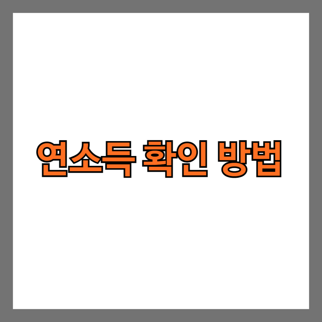 연소득 확인 방법