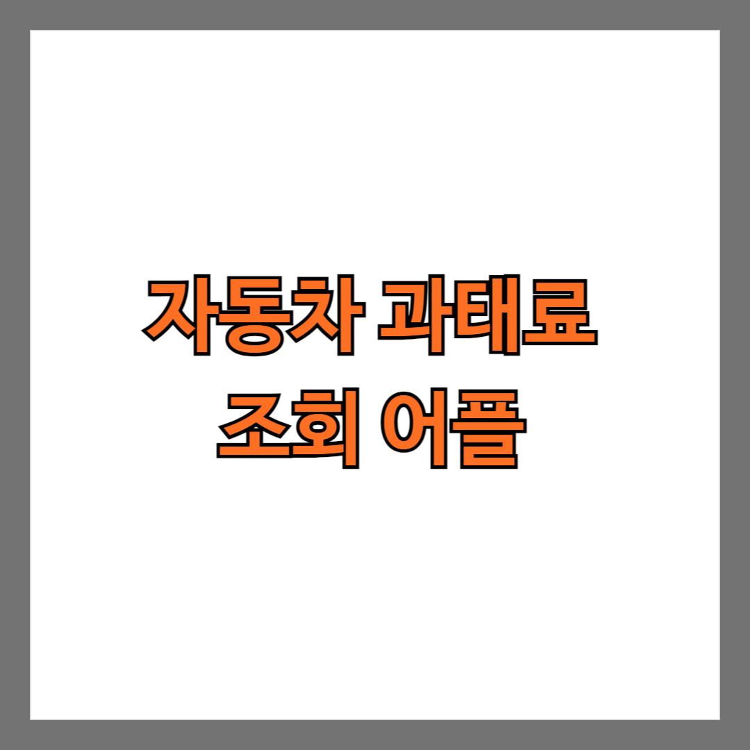 자동차 과태료 조회 어플