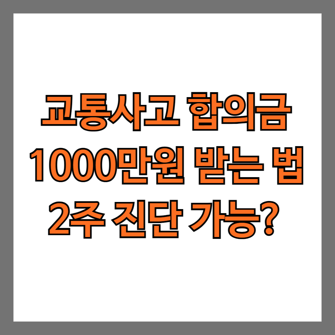 교통사고 합의금 1000만원 받는 법 2주 진단가능?