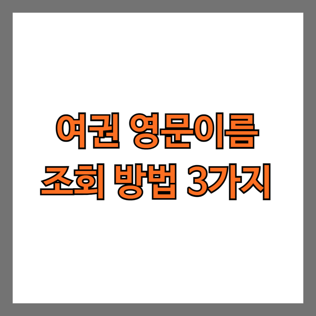 여권 영문이름 조회 방법 3가지