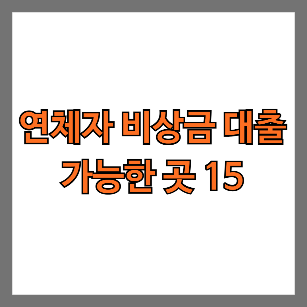 연체자 비상금 대출 가능한 곳 15