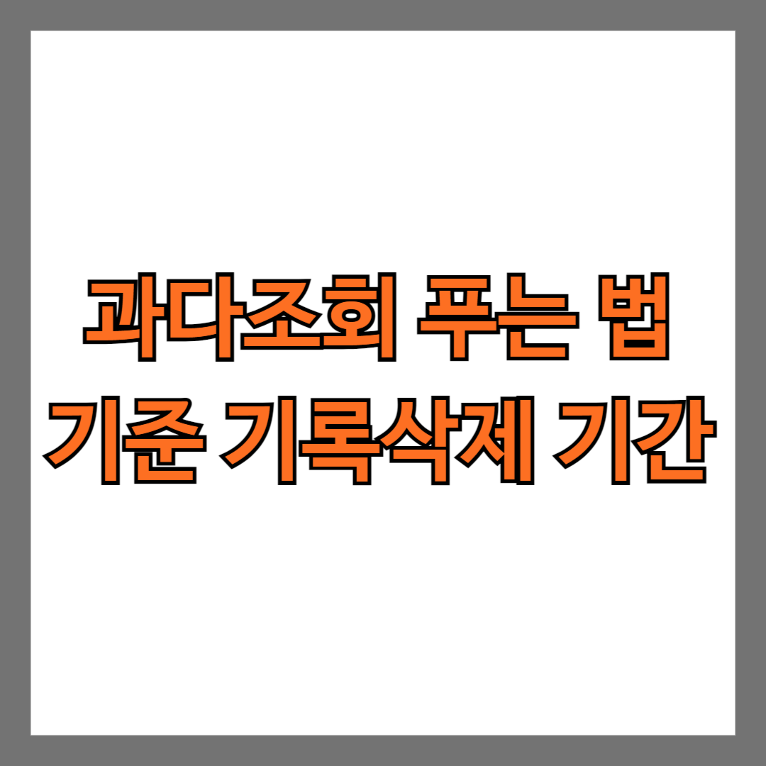 과다조회 푸는 법 기준 기록삭제 기간