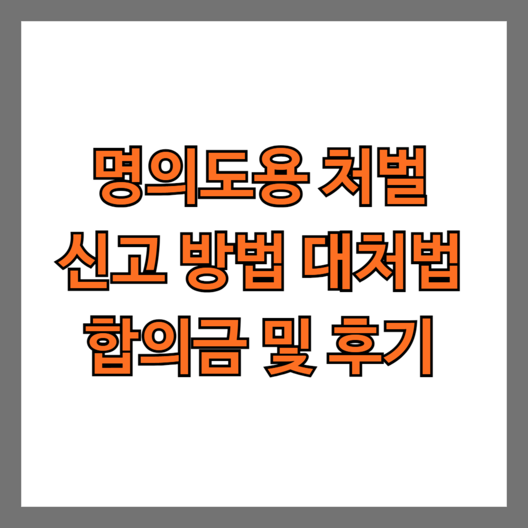 명의도용 처벌 신고 방법 대처법 합의금 및 후기