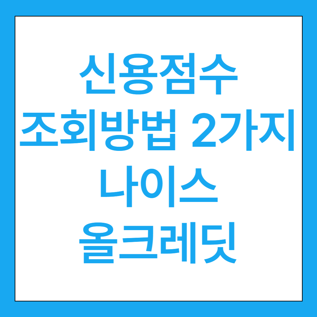 신용점수 조회 방법 2가지(나이스, 올크레딧)