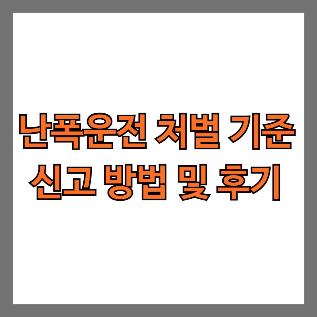 난폭운전 처벌 기준 신고 방법 후기