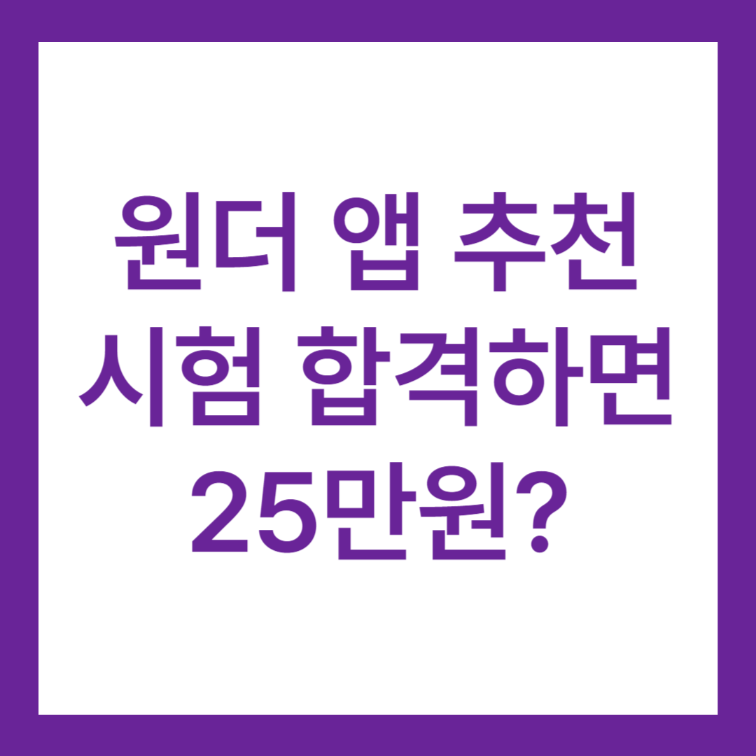 원더 wonder 앱(직장인 투잡, 앱테크 추천, 후기)(합격하면 25만원?)