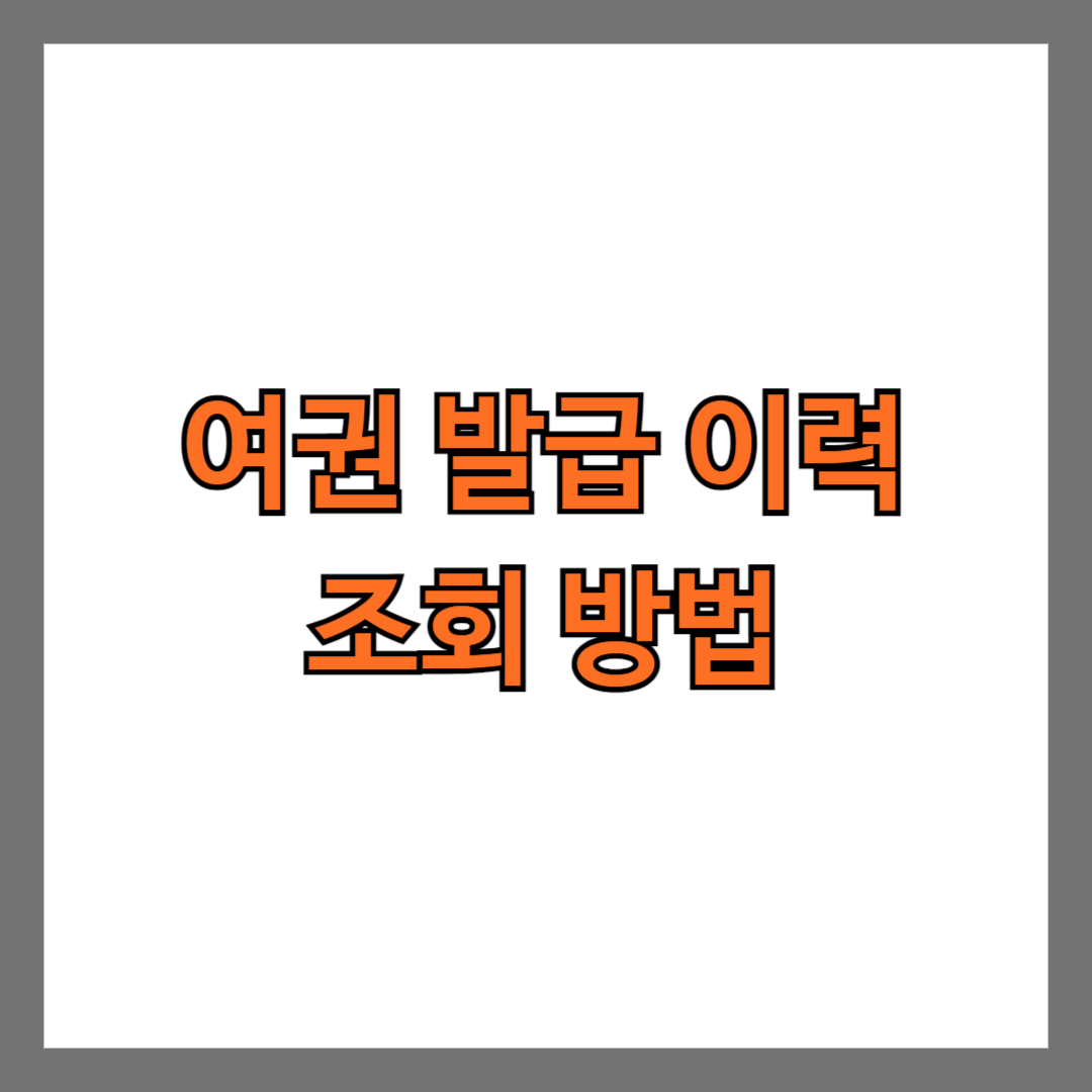 여권 발급 이력 조회 방법